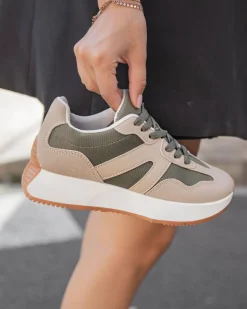 Clearance Casual Mode Basket femme à lacets - Amélia Kaki