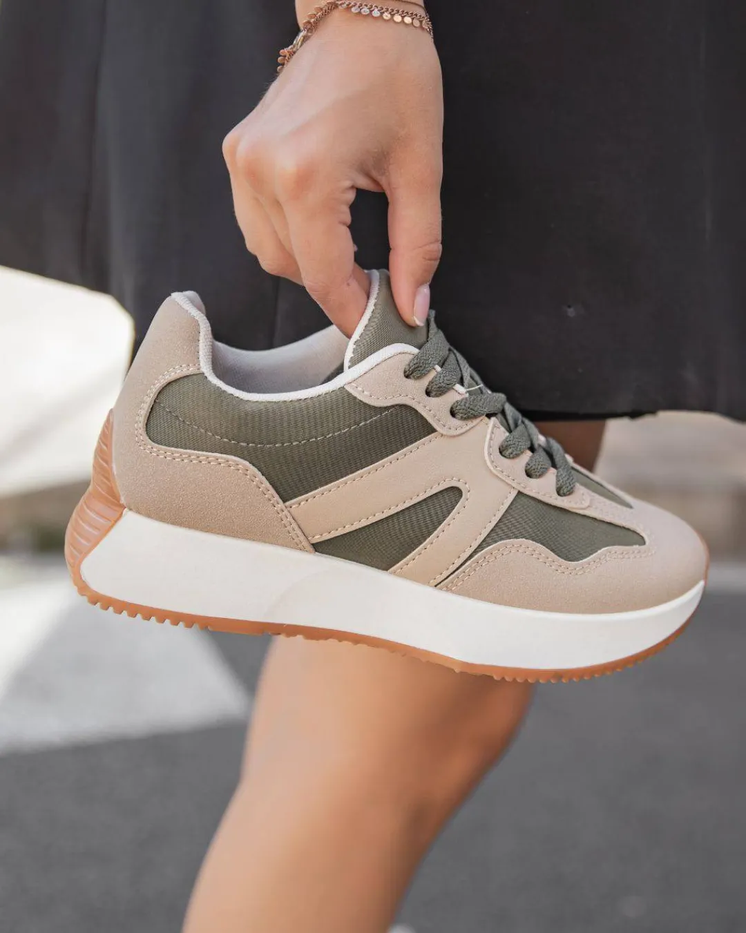 Clearance Casual Mode Basket femme à lacets - Amélia Kaki