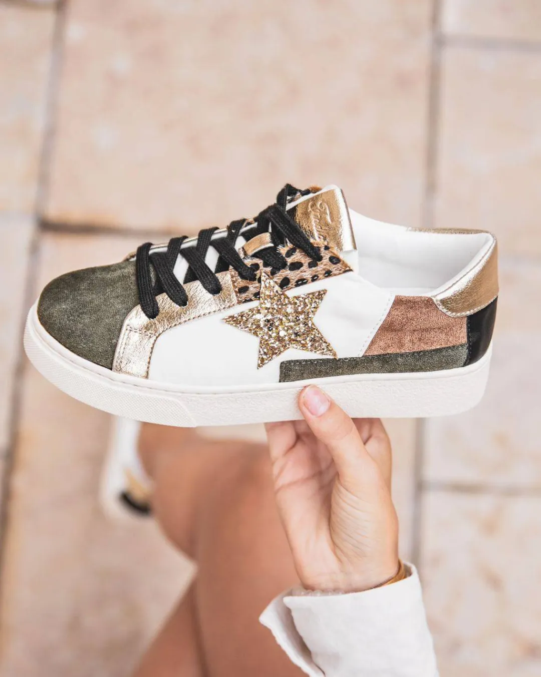 Online Casual Mode Basket femme à lacets - Isabela Kaki