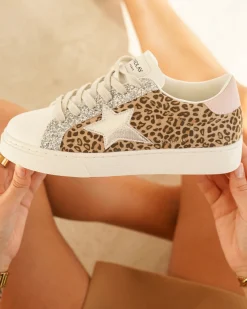 Outlet Casual Mode Basket femme léopard à lacets - Valérie Leopard