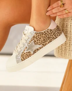 Outlet Casual Mode Basket femme léopard à lacets - Valérie Leopard