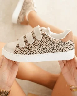 New Casual Mode Basket femme léopard à scratch - Pamela Leopard