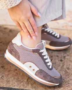 Sale Casual Mode Basket femme marron à lacets - Lola Nude