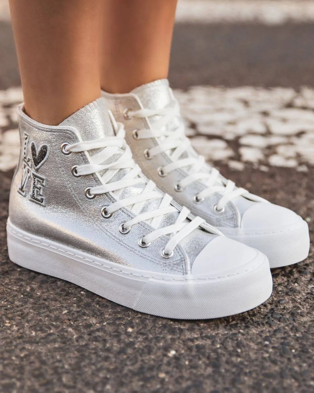 Sale Casual Mode Basket femme montante ée à lacets - Lydia Argent