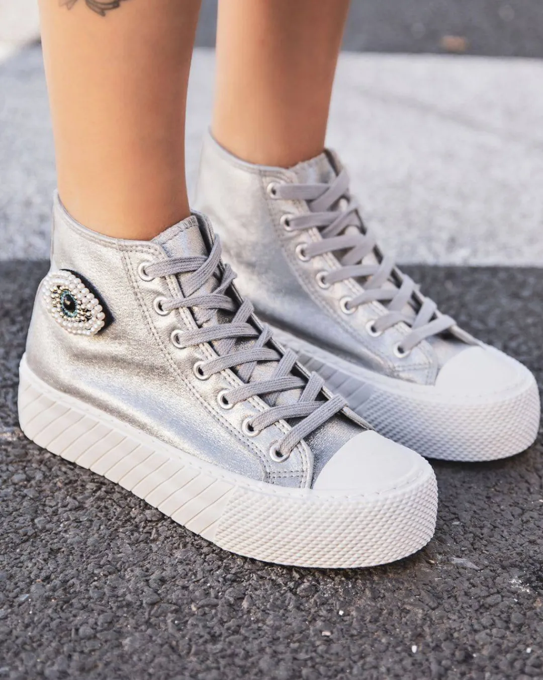 Sale Casual Mode Basket femme montante ée à lacets - Kelly Argent