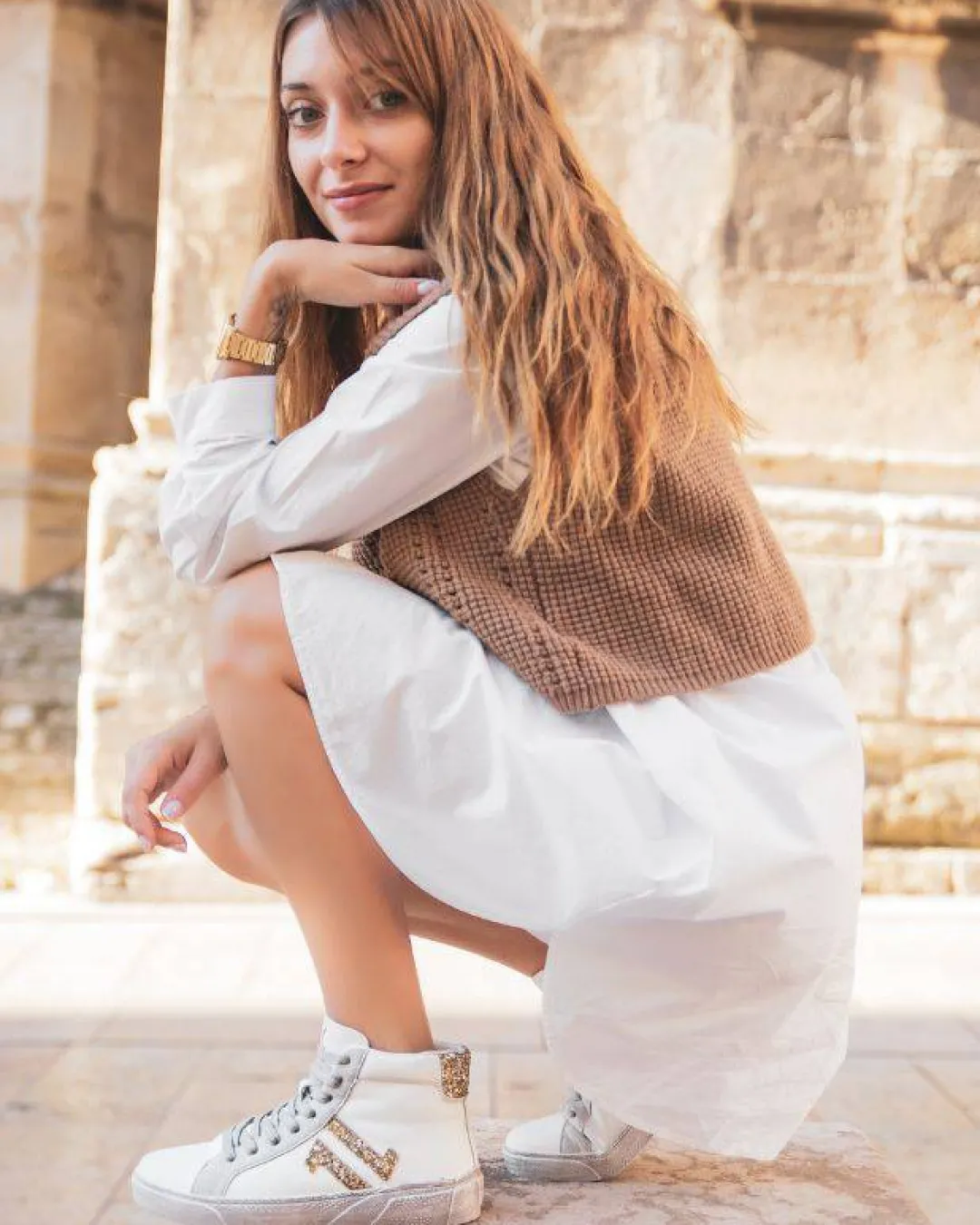 Best Casual Mode Basket femme montante he et dorée - CL71 WHITE Blanc