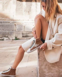 Best Casual Mode Basket femme montante étoile - Cassis Camel
