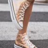 Discount Casual Mode Basket femme montante champagne à lacets - Delphine Nude