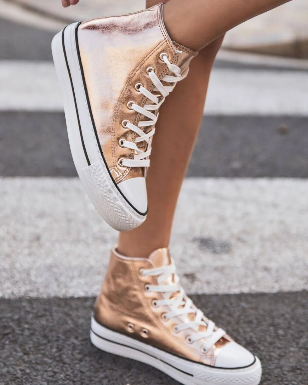 Discount Casual Mode Basket femme montante champagne à lacets - Delphine Nude