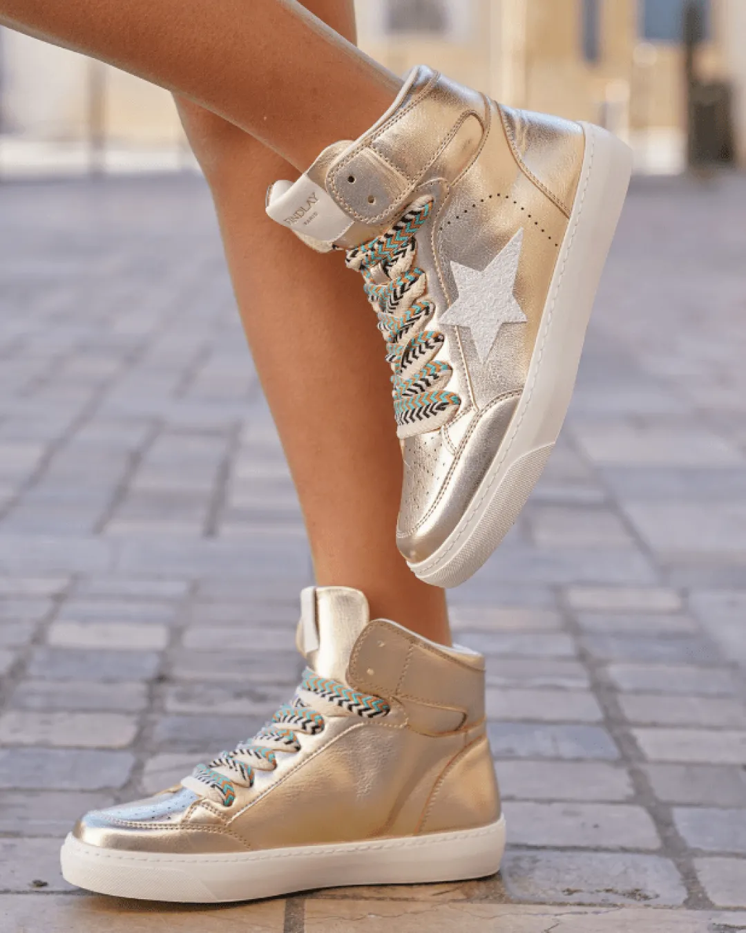 Sale Casual Mode Basket femme montante dée à lacets - Éliane Or