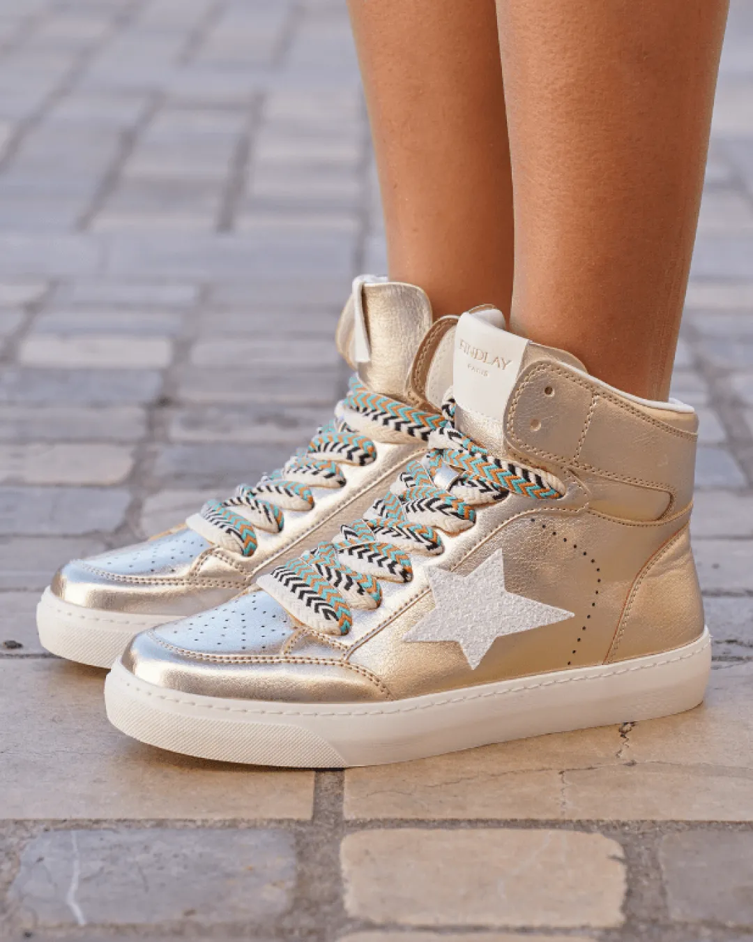 Sale Casual Mode Basket femme montante dée à lacets - Éliane Or