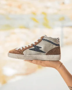 Outlet Casual Mode Basket femme montante dée et camel - Solène Or