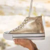 Fashion Casual Mode Basket femme montante en toile dée - Delphine Or