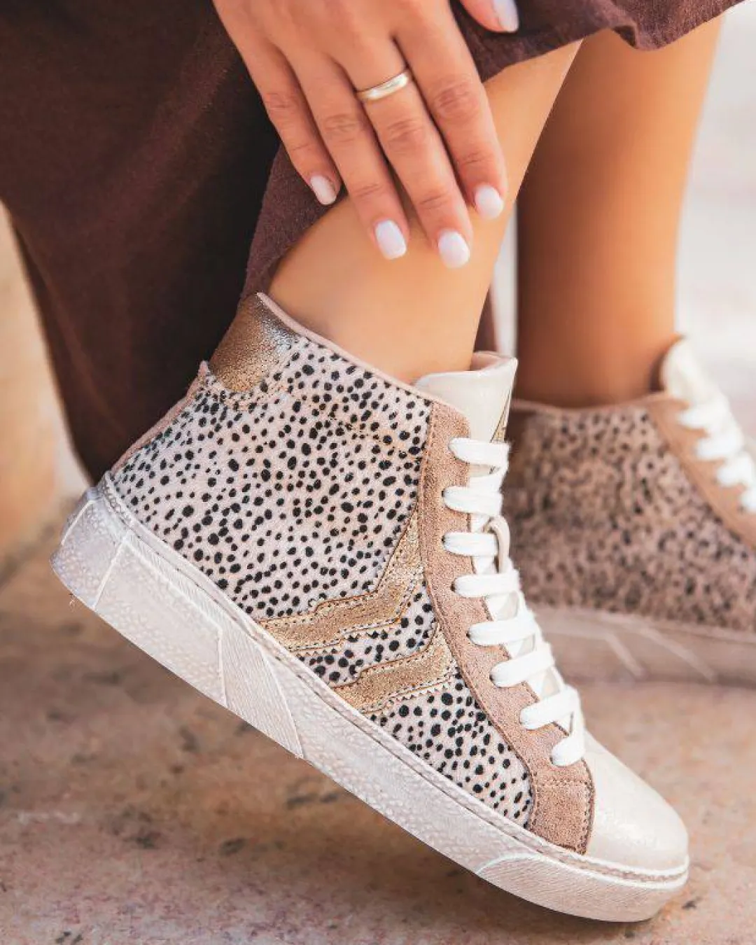 Hot Casual Mode Basket femme montante léopard - CL61 TAUPE Leopard