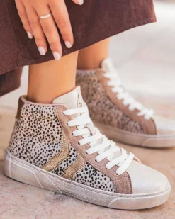 Hot Casual Mode Basket femme montante léopard - CL61 TAUPE Leopard