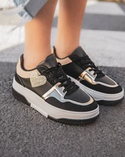Best Casual Mode Basket femme e cœur à lacets - Isabelle Noir