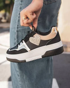 Best Casual Mode Basket femme e cœur à lacets - Isabelle Noir