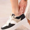Discount Casual Mode Basket femme e et dorée à lacets - Lina Noir