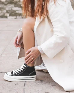 Sale Casual Mode Basket femme e montante en toile - Maeve Noir