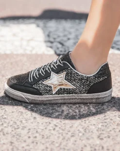 Online Casual Mode Basket femme e étoile à lacets - Élise Noir
