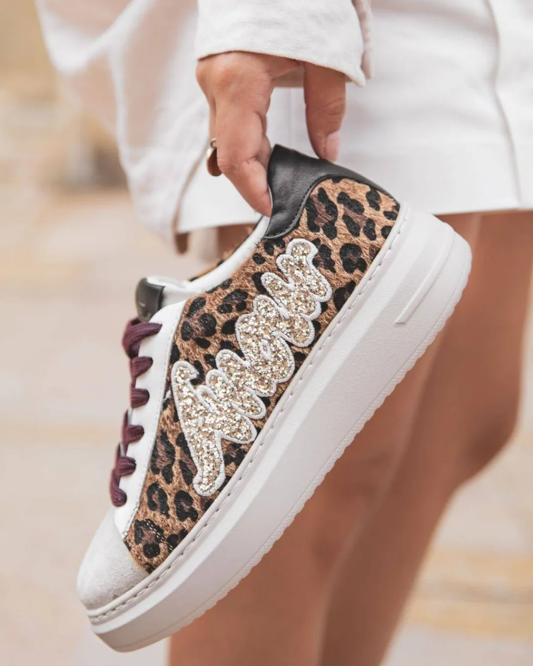 Outlet Casual Mode Basket femme plateforme léopard à lacets - Brenda Leopard