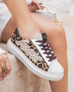 Outlet Casual Mode Basket femme plateforme léopard à lacets - Brenda Leopard