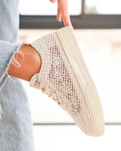 Discount Casual Mode Basket femme printemps à lacets - Étania Beige
