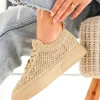 Fashion Casual Mode Basket femme printemps dée à lacets - Étania Or