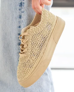 Fashion Casual Mode Basket femme printemps dée à lacets - Étania Or