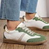 Online Casual Mode Basket femme semelle marron à lacets - Alishe Kaki