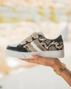 Outlet Casual Mode Basket femme serpent à scratch - CL13 SNAKE Or