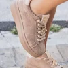 Fashion Casual Mode Basket femme taupe à lacets - Éléna Beige