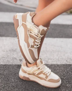 Outlet Casual Mode Basket femme à lacets - Mila Taupe