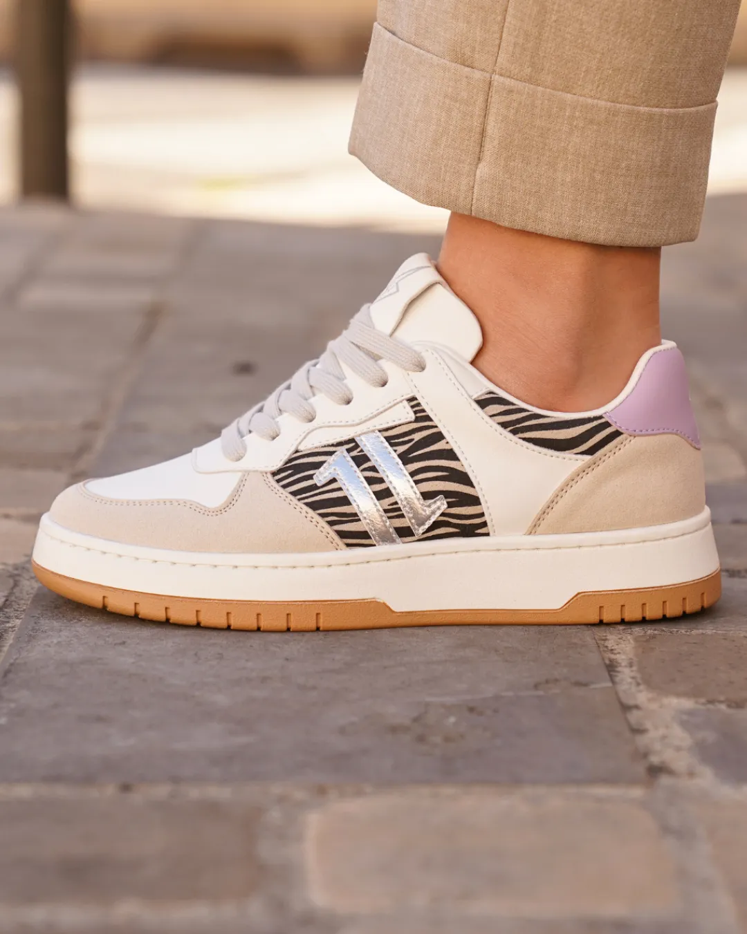 Hot Casual Mode Basket femme à lacets - CL90 ZEBRA Taupe