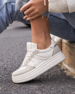 Online Casual Mode Basket femme à lacets - Sophia Taupe