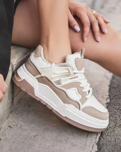 Outlet Casual Mode Basket femme à lacets - Mila Taupe