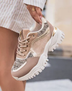 Best Casual Mode Basket femme à lacets semelle épaisse - Davina Taupe