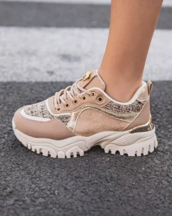 Best Casual Mode Basket femme à lacets semelle épaisse - Davina Taupe