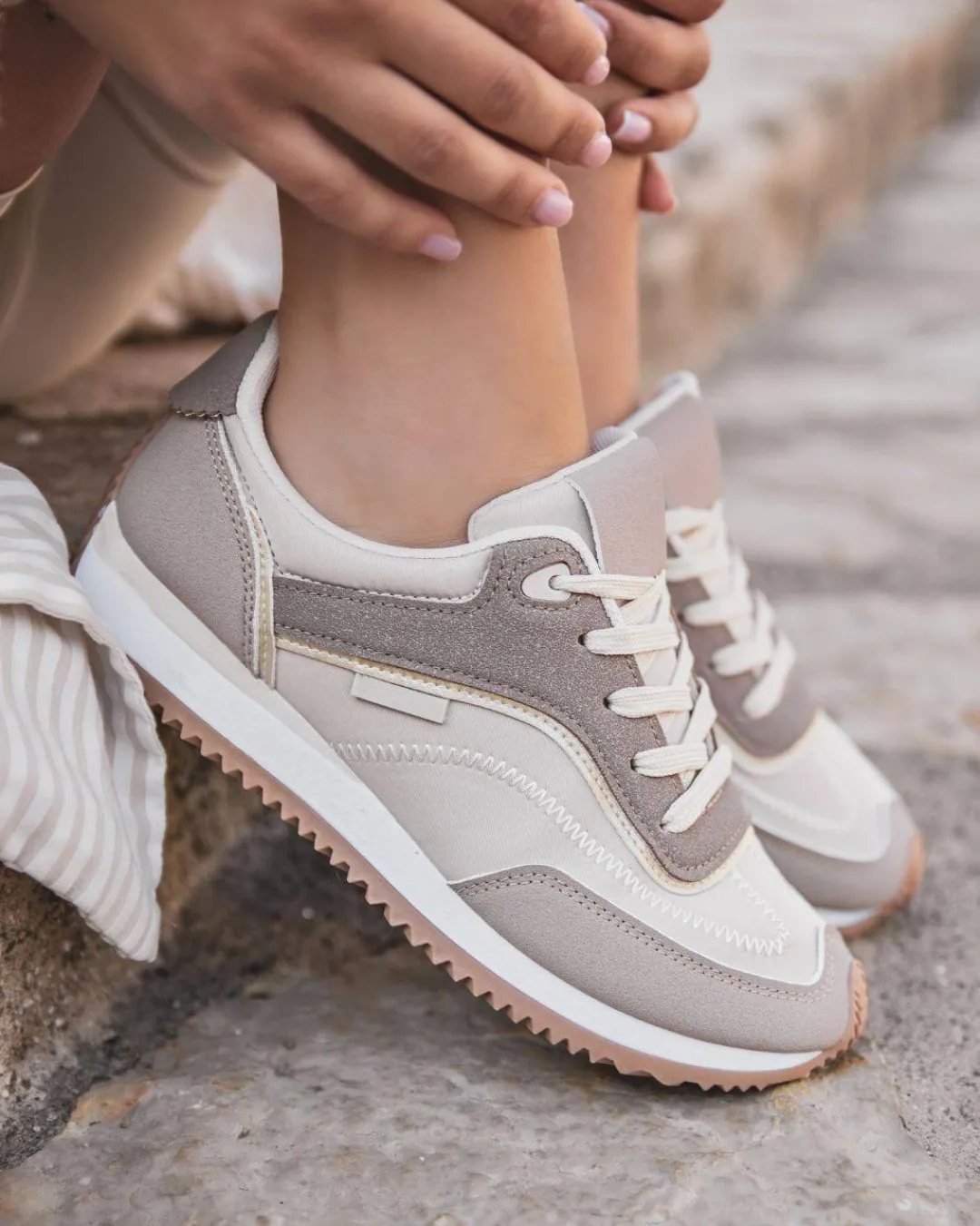 Hot Casual Mode Basket femme à lacets - Deborah Taupe