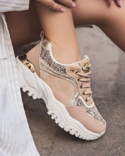 Best Casual Mode Basket femme à lacets semelle épaisse - Davina Taupe