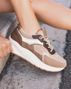 Best Casual Mode Basket femme semelle épaisse à lacets - Éliana Taupe