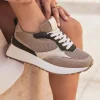 Discount Casual Mode Basket femme semelle épaisse à lacets - Hannah Taupe