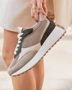 Discount Casual Mode Basket femme semelle épaisse à lacets - Hannah Taupe