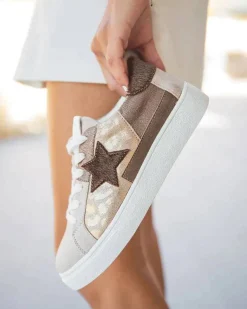 Fashion Casual Mode Basket femme étoile à lacets - Joya Taupe