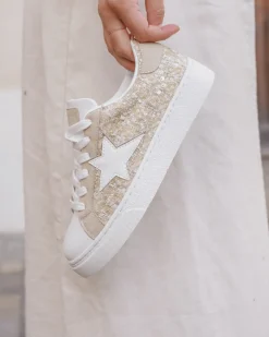 Hot Casual Mode Basket femme étoile à lacets - Alicia Beige