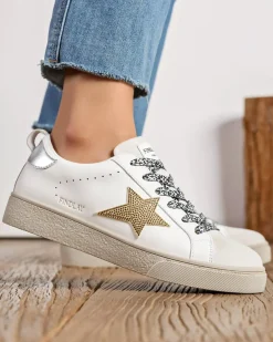 Discount Casual Mode Basket femme étoile he à lacets - Betsy Blanc