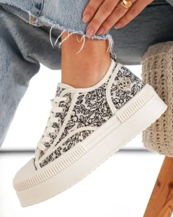 Best Casual Mode Basket femme toile he à lacets - Imala Blanc