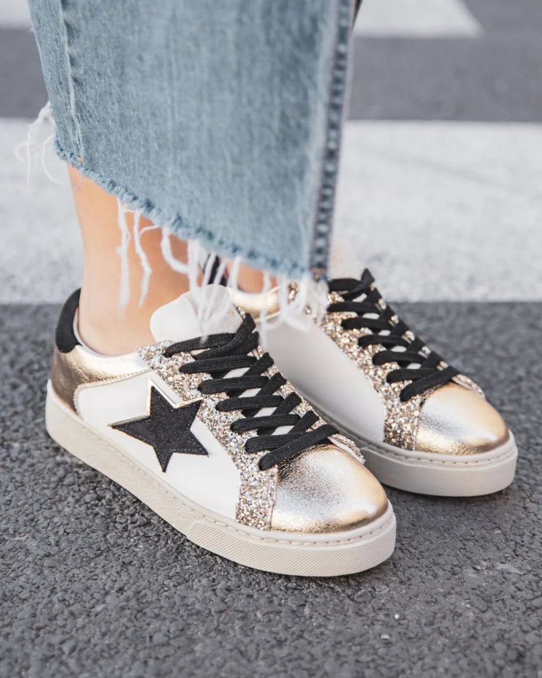Sale Casual Mode Basket femme étoile he à lacets - Arianna Blanc