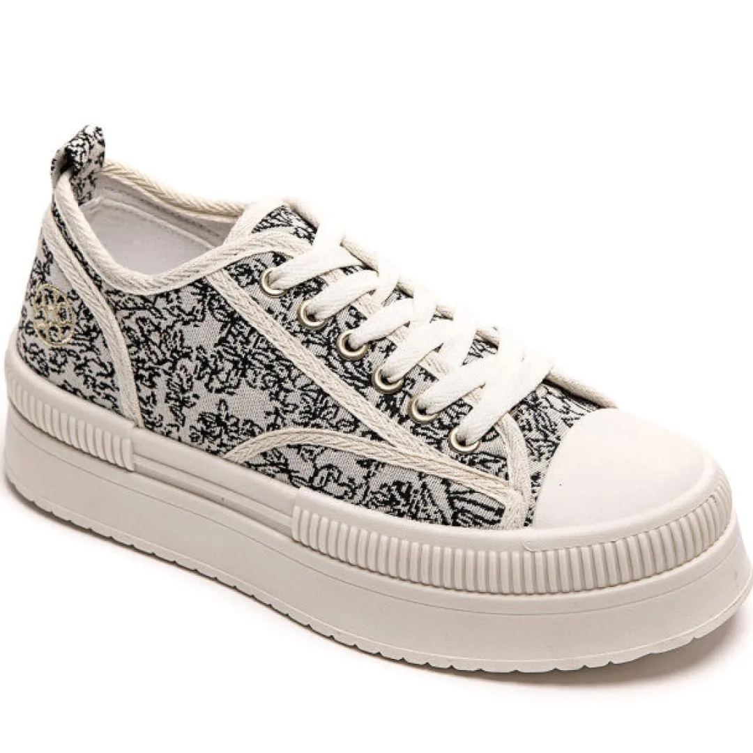 Best Casual Mode Basket femme toile he à lacets - Imala Blanc