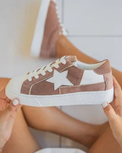 Outlet Casual Mode Basket femme étoile rose à lacets - Sarah Nude